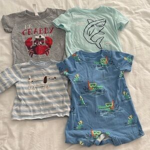 Set of 4 Baby Graphic T-Shirts and Romper 3-6 months baby